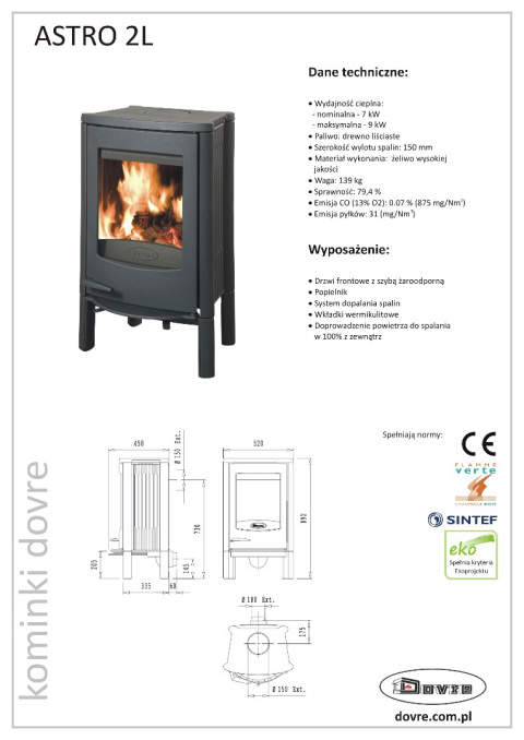 DOVRE PIEC WOLNOSTOJĄCY ASTRO 2/L DOVRE PIEC WOLNOSTOJĄCY ASTRO 2/L