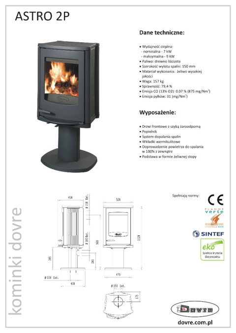 DOVRE PIEC WOLNOSTOJĄCY ASTRO 2/P DOVRE PIEC WOLNOSTOJĄCY ASTRO 2/P