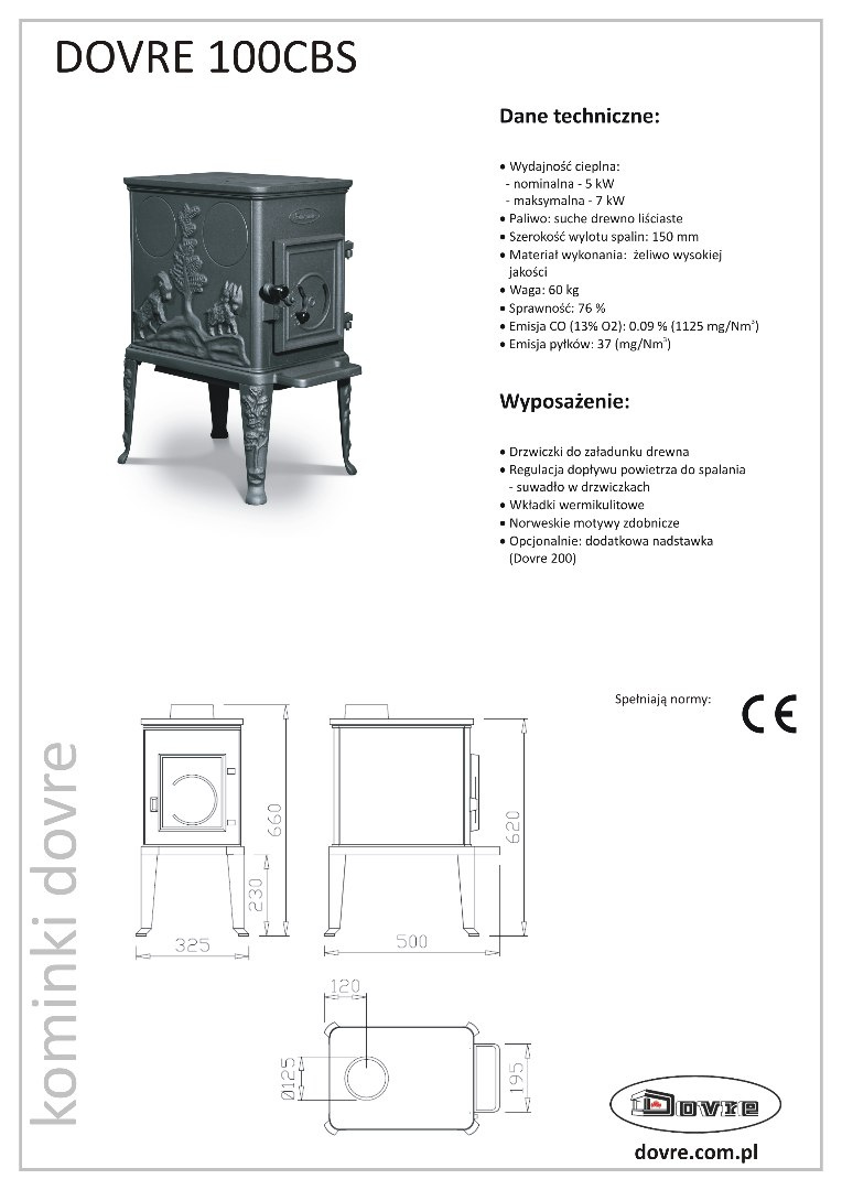 DOVRE PIEC WOLNOSTOJĄCY 100 CBS DOVRE PIEC WOLNOSTOJĄCY 100 CBS