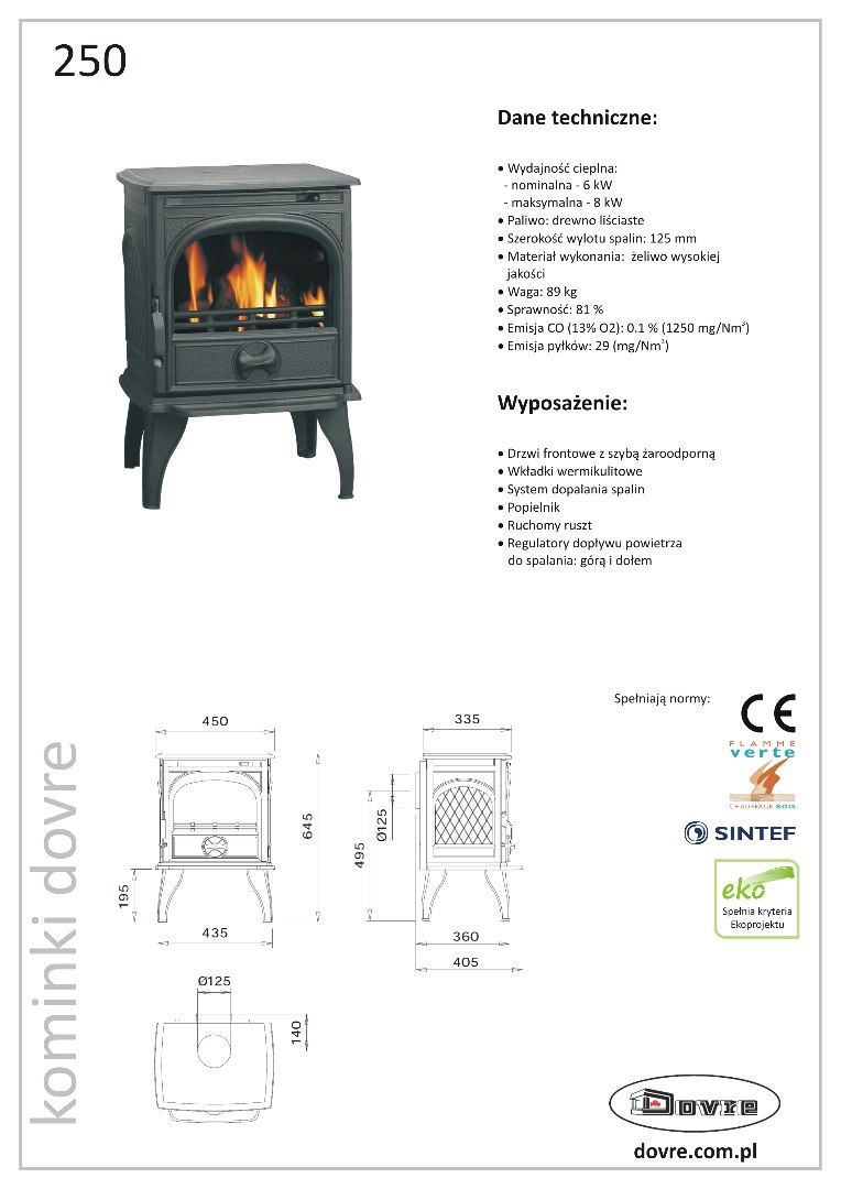 DOVRE PIEC WOLNOSTOJĄCY 250 DOVRE PIEC WOLNOSTOJĄCY 250