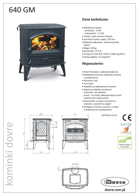 DOVRE PIEC WOLNOSTOJĄCY 640 GM DOVRE PIEC WOLNOSTOJĄCY 640 GM