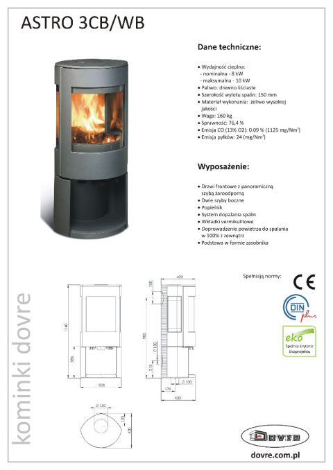 DOVRE PIEC WOLNOSTOJĄCY ASTRO 3 CB/WB DOVRE PIEC WOLNOSTOJĄCY ASTRO 3 CB/WB