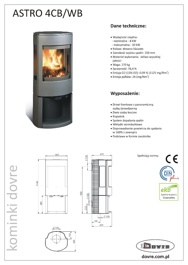 DOVRE PIEC WOLNOSTOJĄCY ASTRO 4 CB/WB DOVRE PIEC WOLNOSTOJĄCY ASTRO 4 CB/WB
