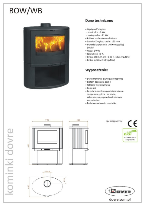DOVRE PIEC WOLNOSTOJĄCY BOW/WB DOVRE PIEC WOLNOSTOJĄCY BOW/WB