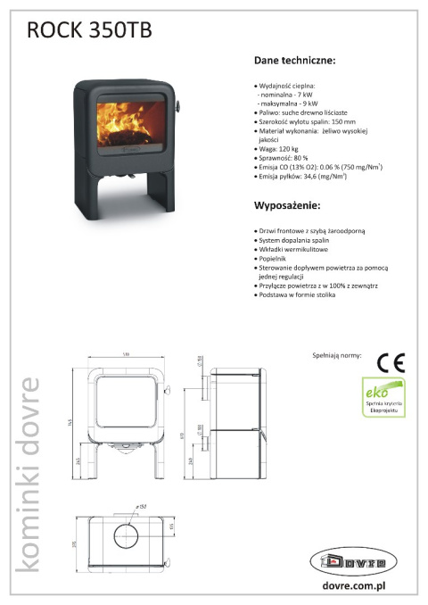 DOVRE PIEC WOLNOSTOJĄCY ROCK 350TB DOVRE PIEC WOLNOSTOJĄCY ROCK 350TB
