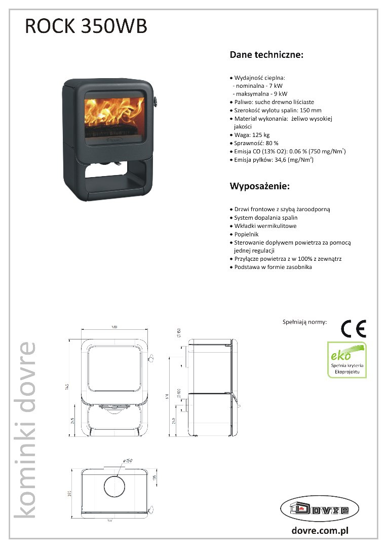 DOVRE PIEC WOLNOSTOJĄCY ROCK 350WB DOVRE PIEC WOLNOSTOJĄCY ROCK 350WB