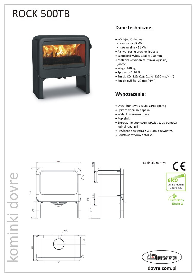 DOVRE PIEC WOLNOSTOJĄCY ROCK 500 TB EMALIA DOVRE PIEC WOLNOSTOJĄCY ROCK 500 TB EMALIA
