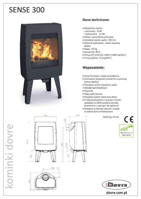 DOVRE PIEC WOLNOSTOJĄCY SENSE 300 DOVRE PIEC WOLNOSTOJĄCY SENSE 300