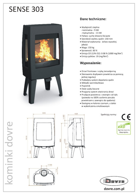 DOVRE PIEC WOLNOSTOJĄCY SENSE 303 DOVRE PIEC WOLNOSTOJĄCY SENSE 303