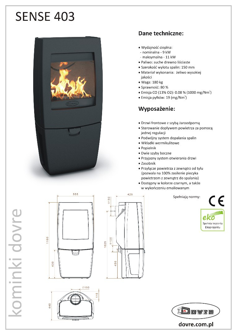 DOVRE PIEC WOLNOSTOJĄCY SENSE 403 DOVRE PIEC WOLNOSTOJĄCY SENSE 403