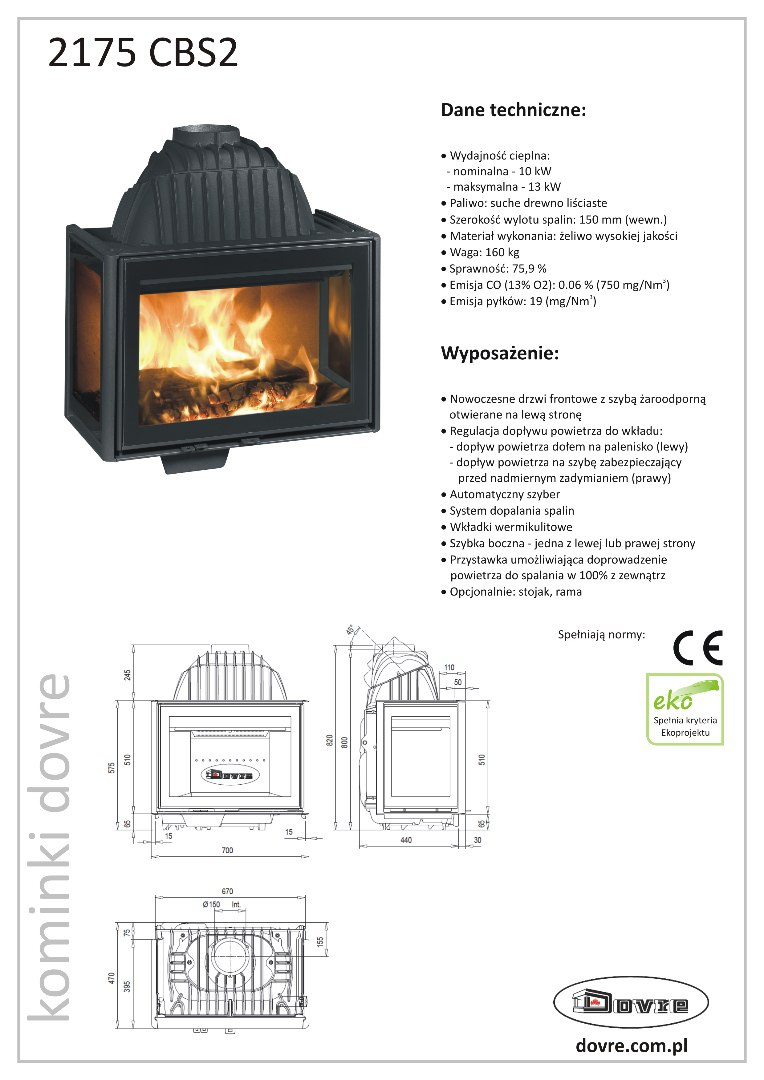 DOVRE WKŁAD KOMINKOWY 2175 CBS2 DOVRE WKŁAD KOMINKOWY 2175 CBS2