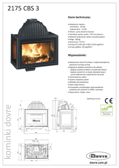 DOVRE WKŁAD KOMINKOWY 2175 CBS3 DOVRE WKŁAD KOMINKOWY 2175 CBS3