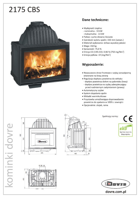 DOVRE WKŁAD KOMINKOWY 2175 CBS DOVRE WKŁAD KOMINKOWY 2175 CBS