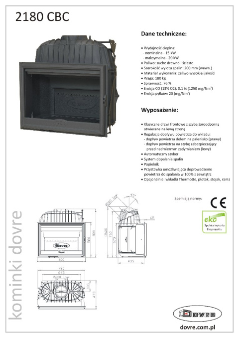 DOVRE WKŁAD KOMINKOWY 2180 CBC DOVRE WKŁAD KOMINKOWY 2180 CBC