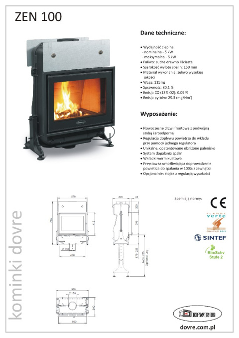 DOVRE WKŁAD KOMINKOWY ZEN 100 DOVRE WKŁAD KOMINKOWY ZEN 100