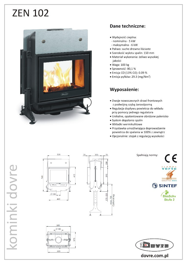 DOVRE WKŁAD KOMINKOWY ZEN 102 DOVRE WKŁAD KOMINKOWY ZEN 102