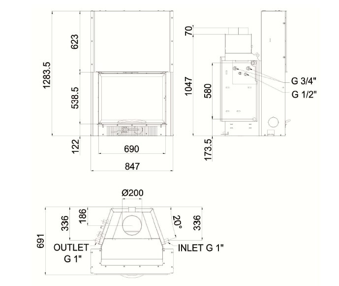 MCZ WKŁAD KOMINKOWY HYDROTHERM 70V MCZ WKŁAD KOMINKOWY HYDROTHERM 70V