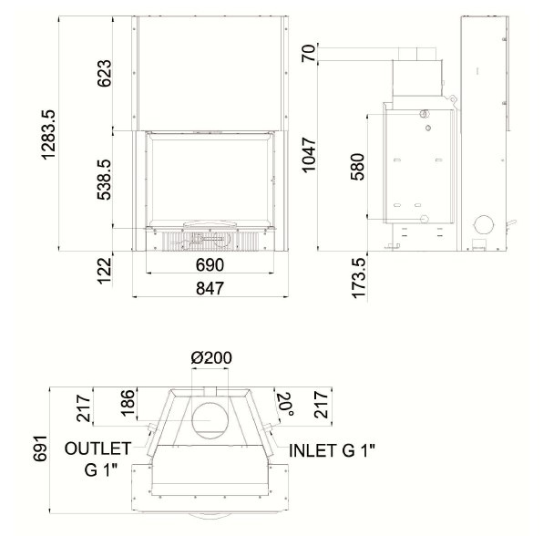 MCZ WKŁAD KOMINKOWY HYDROTHERM 70 MCZ WKŁAD KOMINKOWY HYDROTHERM 70