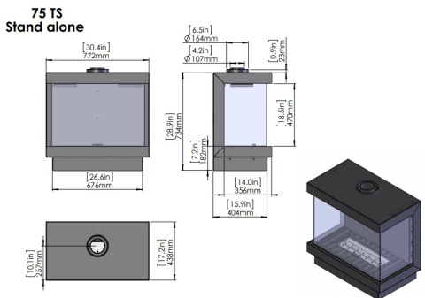 ORTAL KOMINEK GAZOWY STAND ALONE 75TS ORTAL KOMINEK GAZOWY STAND ALONE 75TS