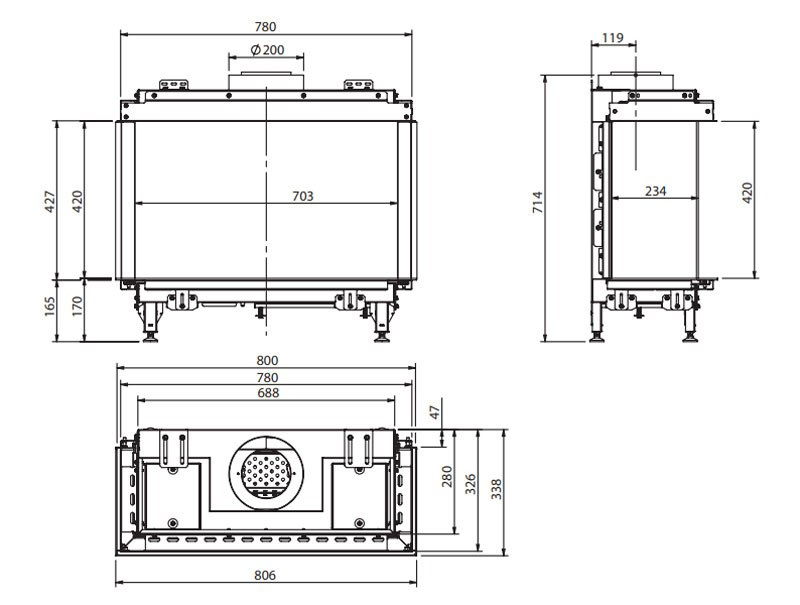 ELEMENT4 KOMINEK GAZOWY SUMMUM 70 3/S ELEMENT4 KOMINEK GAZOWY SUMMUM 70 3/S