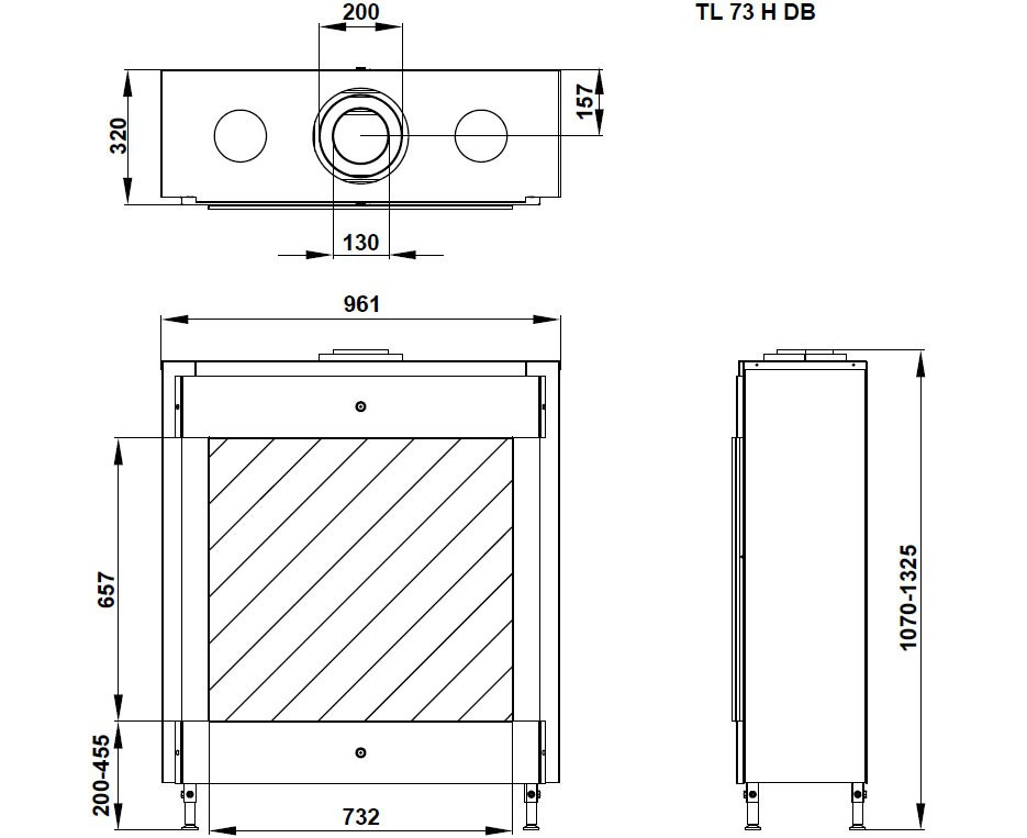 HELEX KOMINEK GAZOWY TRIMLINE 73H FRONT HELEX KOMINEK GAZOWY TRIMLINE 73H FRONT