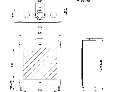 HELEX KOMINEK GAZOWY TRIMLINE 73H FRONT HELEX KOMINEK GAZOWY TRIMLINE 73H FRONT