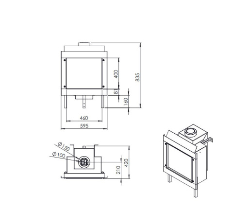 HELEX KOMINEK GAZOWY TRIMLINE QUADRO 46 HELEX KOMINEK GAZOWY TRIMLINE QUADRO 46