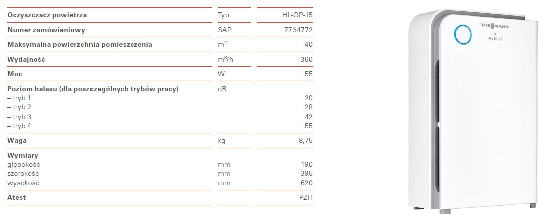 VIESSMANN OCZYSZCZACZ POWIETRZA HL-OP-15 VIESSMANN OCZYSZCZACZ POWIETRZA HL-OP-15