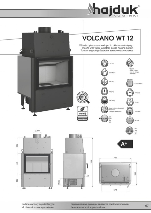 HAJDUK WKŁAD KOMINKOWY VOLCANO WT-12 HAJDUK WKŁAD KOMINKOWY VOLCANO WT-12