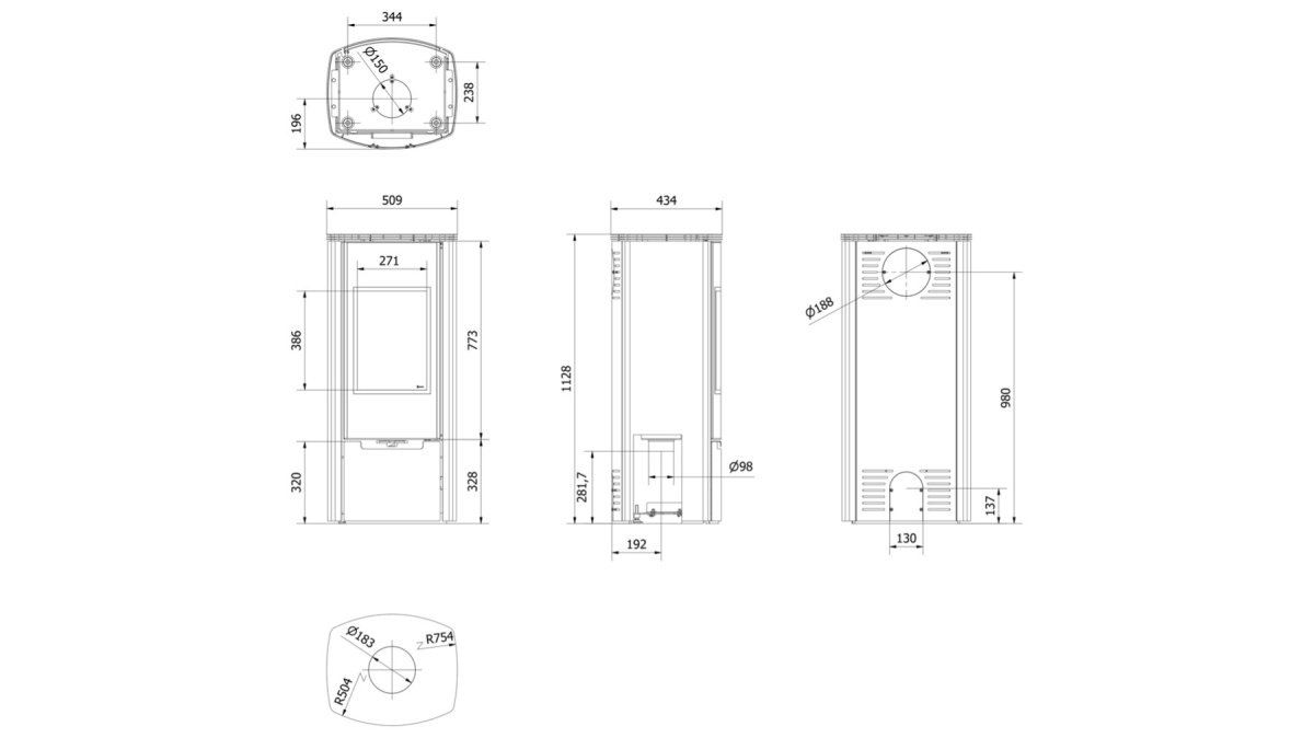 Piec stalowy koza ENYO Ø 150 6 kW Piec stalowy koza ENYO Ø 150 6 kW