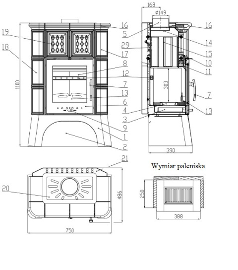 HAAS+SOHN PIEC WOLNOSTOJĄCY TREVISO II COKÓŁ Z WYMIENNIKIEM KOLORY HAAS+SOHN PIEC WOLNOSTOJĄCY TREVISO II COKÓŁ Z WYMIENNIKIEM KOLORY