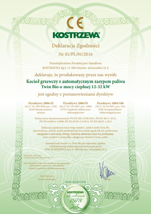 KOSTRZEWA KOCIOŁ TWIN BIO NE 16 KW KOSTRZEWA KOCIOŁ TWIN BIO NE 16 KW