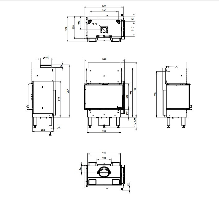 NORDPEIS WKŁAD KOMINKOWY N-20A PRAWY/LEWY CZARNY NORDPEIS WKŁAD KOMINKOWY N-20A PRAWY/LEWY CZARNY