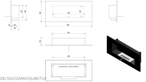 KRATKI BIOKOMINEK DELTA 2 CZARNY QUBE KRATKI BIOKOMINEK DELTA 2 CZARNY QUBE