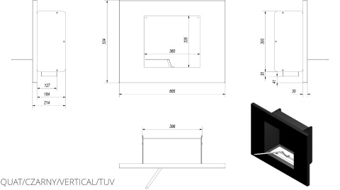 KRATKI BIOKOMINEK QUAT CZARNY VERTICAL KRATKI BIOKOMINEK QUAT CZARNY VERTICAL