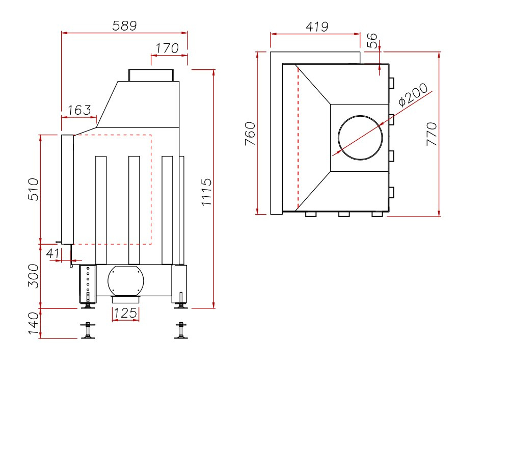 UNICO WKŁAD KOMINKOWY DRAGON 4B XL RASTER UNICO WKŁAD KOMINKOWY DRAGON 4B XL RASTER