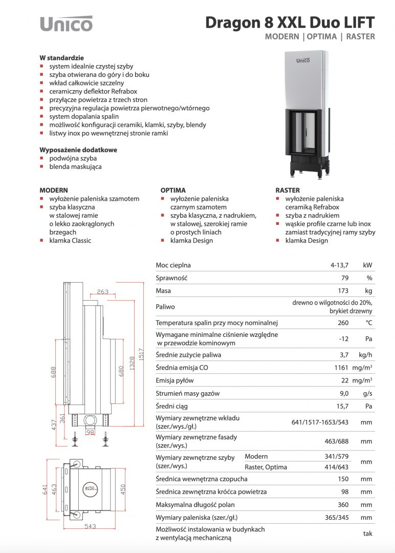 UNICO WKŁAD KOMINKOWY DRAGON 8 XXL DUO LIFT MODERN UNICO WKŁAD KOMINKOWY DRAGON 8 XXL DUO LIFT MODERN