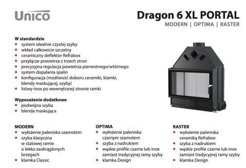 UNICO WKŁAD KOMINKOWY DRAGON 6 XL MODERN PORTAL UNICO WKŁAD KOMINKOWY DRAGON 6 XL MODERN PORTAL