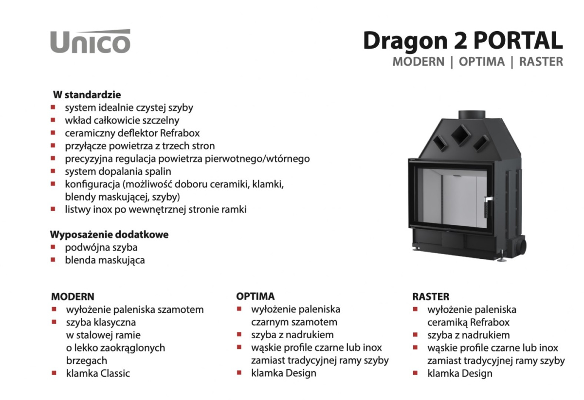 UNICO WKŁAD KOMINKOWY DRAGON 2 OPTIMA PORTAL UNICO WKŁAD KOMINKOWY DRAGON 2 OPTIMA PORTAL