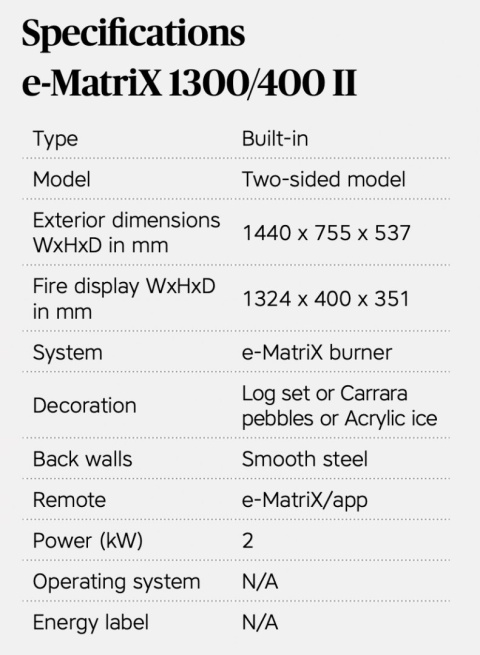 FABER WKŁAD KOMINKOWY ELEKTRYCZNY E-MATRIX LINEAR 1300/400 II FABER WKŁAD KOMINKOWY ELEKTRYCZNY E-MATRIX LINEAR 1300/400 II