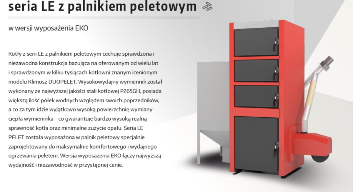 KLIMOSZ KOCIOŁ PELET LE 10 EKO 310 RT-16 10kW KLIMOSZ KOCIOŁ PELET LE 10 EKO 310 RT-16 10kW