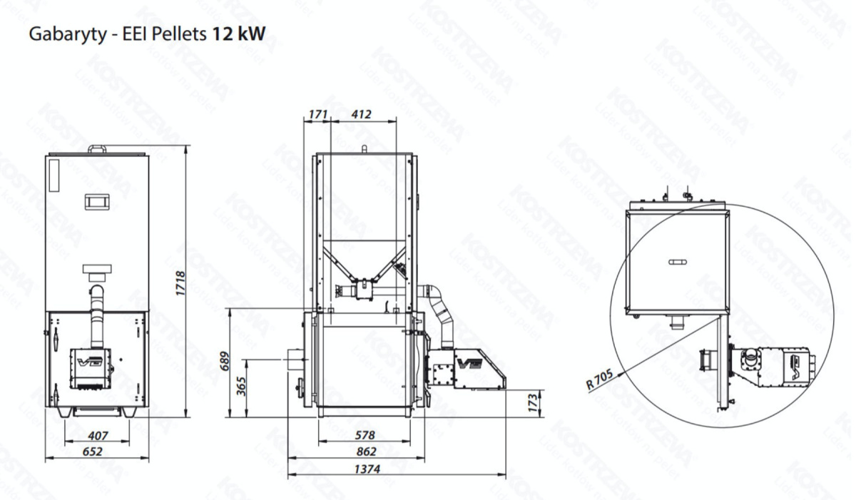 KOSTRZEWA KOCIOŁ EEI PELLETS 12kW KOSTRZEWA KOCIOŁ EEI PELLETS 12kW