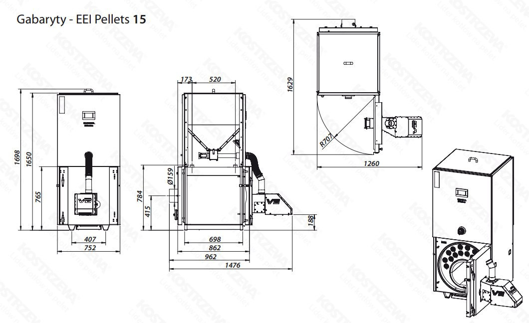 KOSTRZEWA KOCIOŁ EEI PELLETS 15kW KOSTRZEWA KOCIOŁ EEI PELLETS 15kW