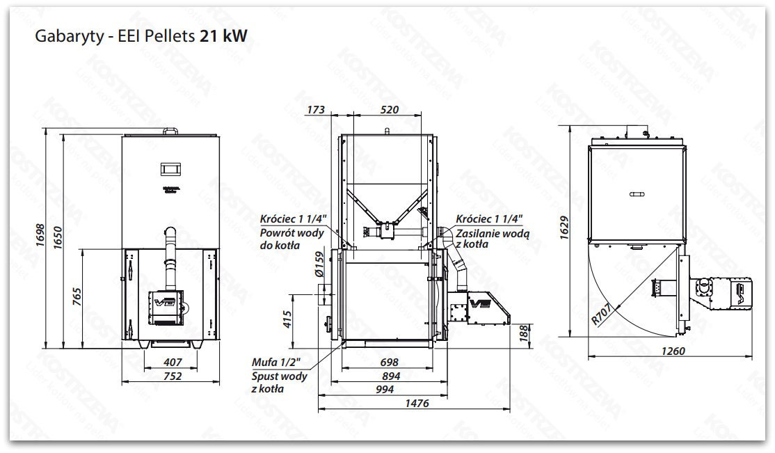 KOSTRZEWA KOCIOŁ EEI PELLETS 21kW KOSTRZEWA KOCIOŁ EEI PELLETS 21kW