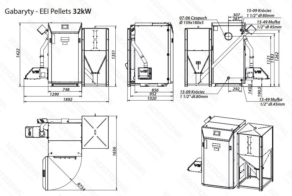 KOSTRZEWA KOCIOŁ EEI PELLETS 32kW KOSTRZEWA KOCIOŁ EEI PELLETS 32kW