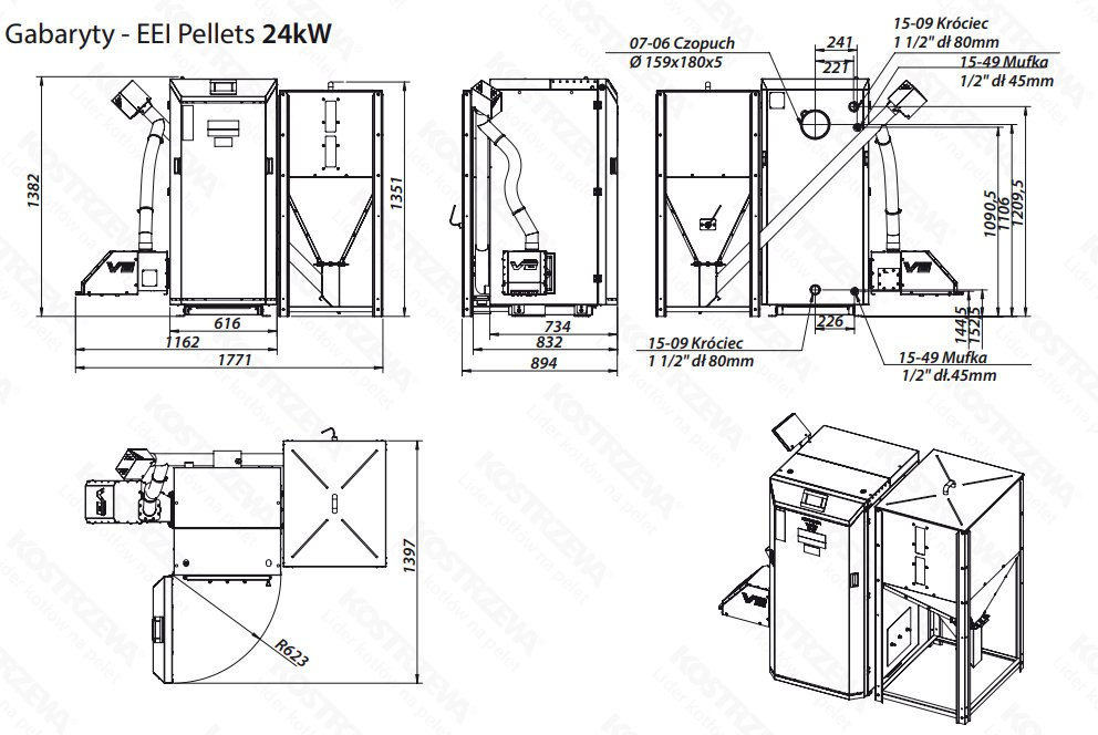 KOSTRZEWA KOCIOŁ EEI PELLETS 24kW KOSTRZEWA KOCIOŁ EEI PELLETS 24kW
