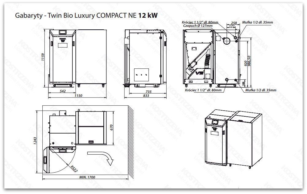 KOSTRZEWA KOCIOŁ TWIN BIO LUXURY COMPACT NE 12KW KOSTRZEWA KOCIOŁ TWIN BIO LUXURY COMPACT NE 12KW
