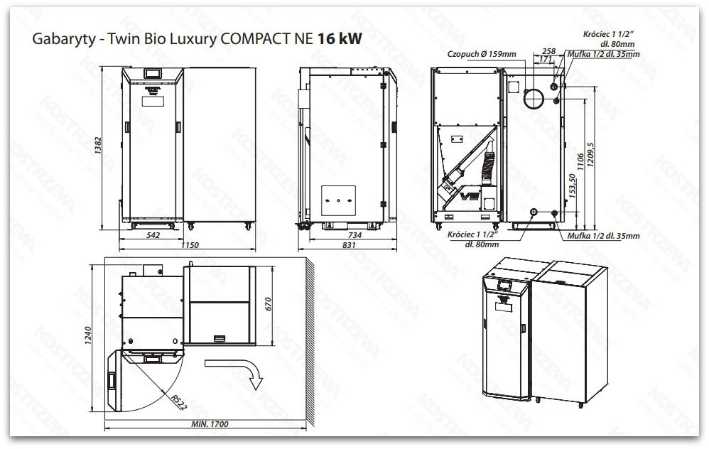 KOSTRZEWA KOCIOŁ TWIN BIO LUXURY COMPACT NE 16KW KOSTRZEWA KOCIOŁ TWIN BIO LUXURY COMPACT NE 16KW