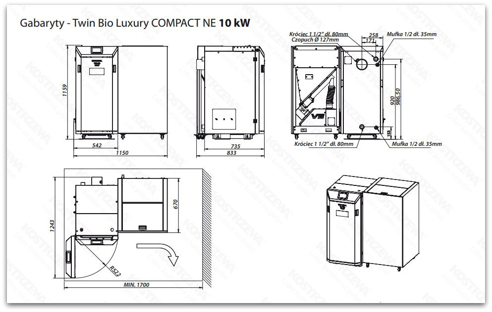 KOSTRZEWA KOCIOŁ TWIN BIO LUXURY COMPACT NE 10KW KOSTRZEWA KOCIOŁ TWIN BIO LUXURY COMPACT NE 10KW