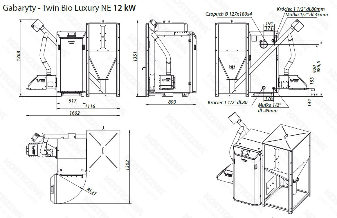 KOSTRZEWA KOCIOŁ TWIN BIO LUXURY NE 12kW KOSTRZEWA KOCIOŁ TWIN BIO LUXURY NE 12kW